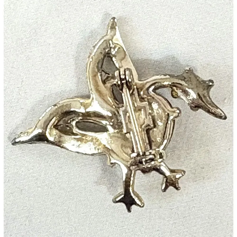 Vtg Jelly Belly Bird AB Rhinestones Faux Pearl Amethyst Belly Gold Tone Brooch